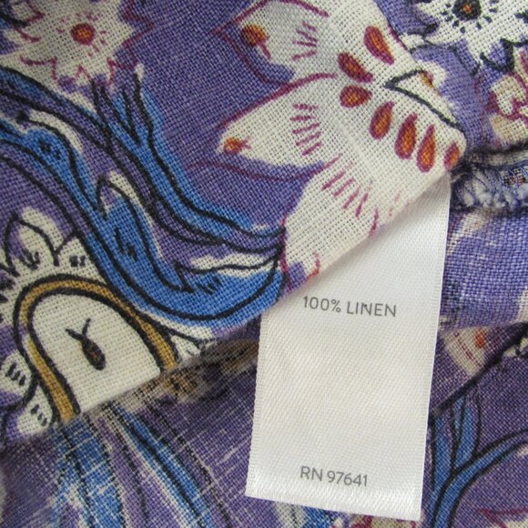J Jill Linen Purple Floral Shift Dress Pockets Midi Large - Picture 3 of 16